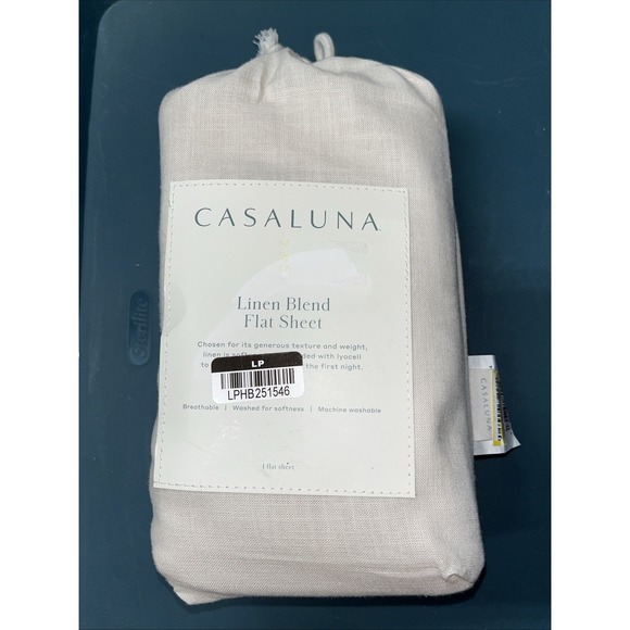 Casaluna Full Size Linen Blend Flat Sheet - Natural ( Snowfall White ) - Picture 1 of 2